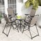 Patio Folding Bar Stool Set Of 4 With Metal Frame And Footrest